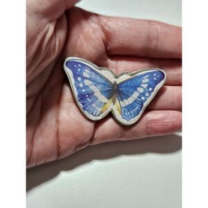 Vintage Marjolein Bastin Blue Butterfly Brooch Silver Tone